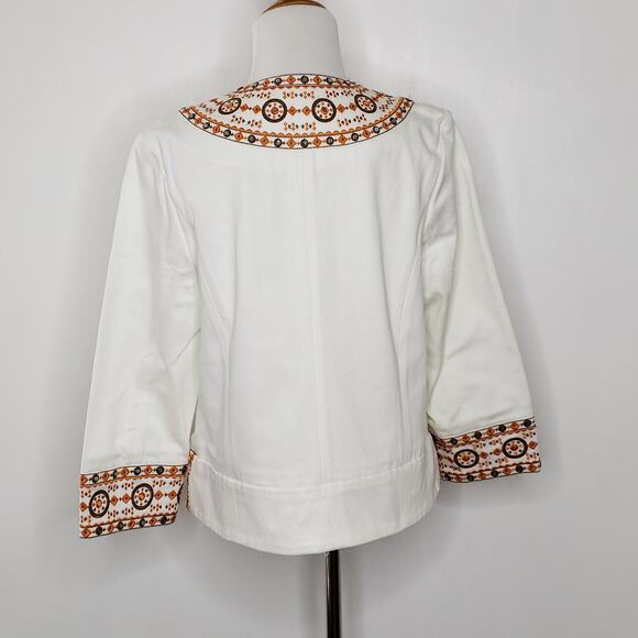 Victor Costa Occasion Embroidered Jacket White Orange Sequins Women Small - Picture 4 of 11